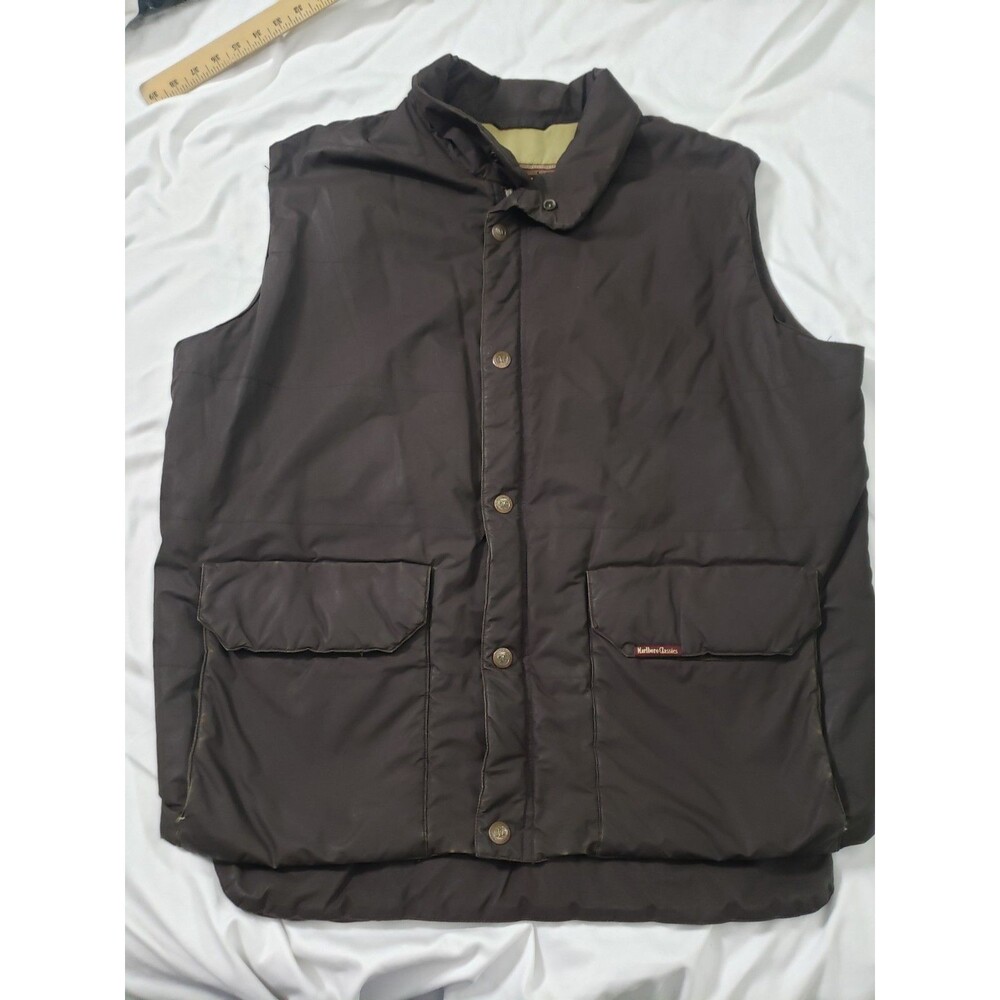 Vintage Marlboro Classics Mens XL Brown Lined Outdoor Insulated Vest